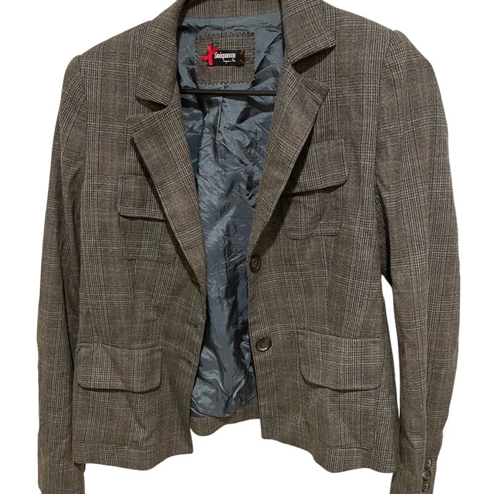 Sinequanone Paris gray Textured Single-Breasted Blazer size euro 40 or us 8